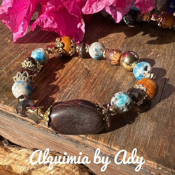 K2 blue jasper beaded bracelet handmade western - Picture 1 of 3